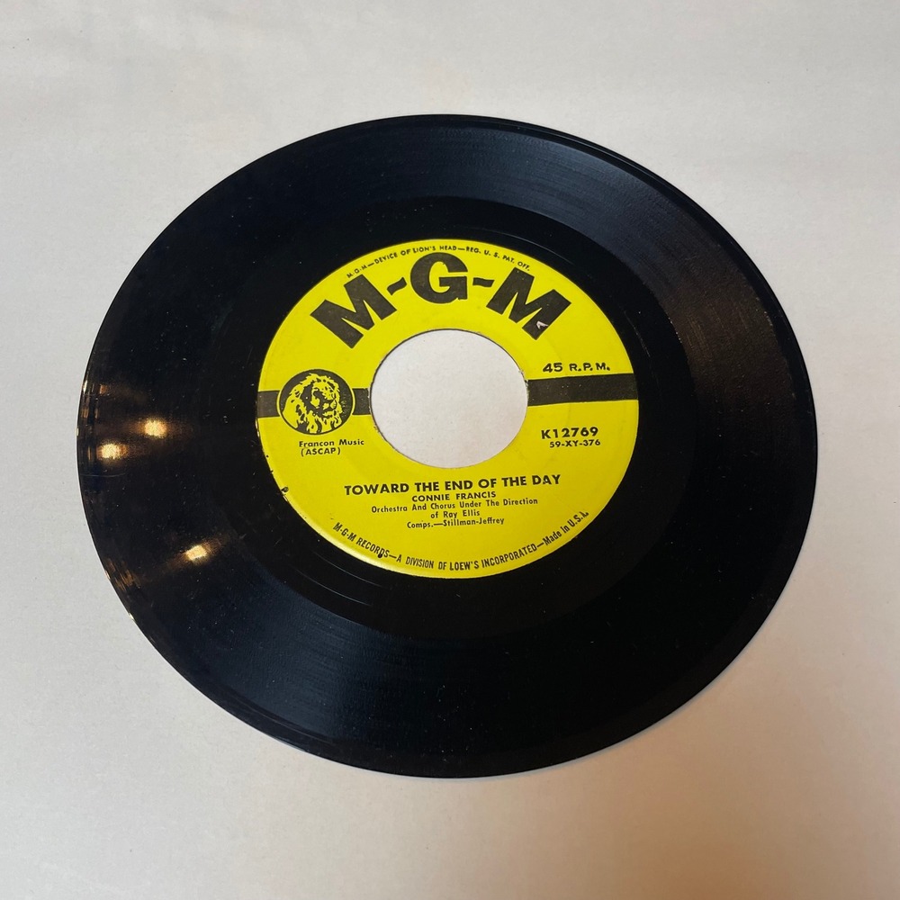 Connie Francis 45 RPM Vinyl Record - Toward the End of the Day MGM K12769